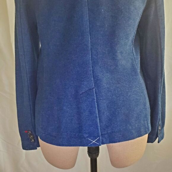 NEW Talbots Women's Blazer Medium Blue Dark Wash Denim Stretch Cotton 2-Button - Picture 6 of 9